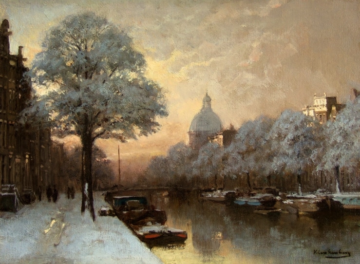 J.C.K. Klinkenberg (1852-1924), "Wintergezicht op de Singel, Amsterdam " | Proportio Divina Kunsthandel