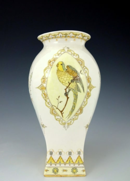 rare Rozenburg eggshell vase with a parrot by Sam Schellink 1909-image 1