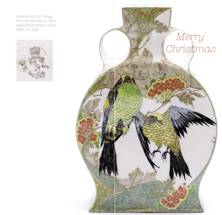 Proportio Divina-2016 christmas card with 1901 Sam Schellink Rozenburg eggshell vase- front