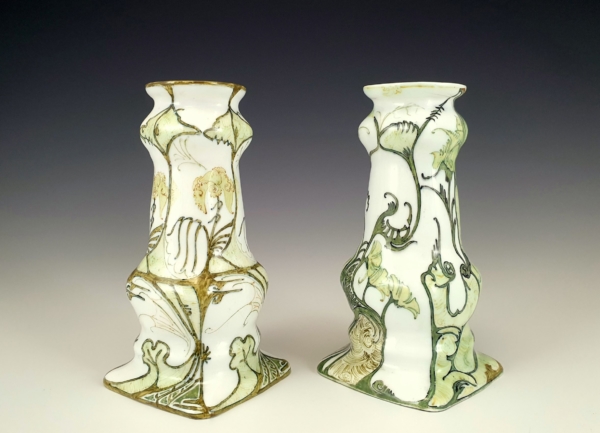 Proportio Divina | Rozenburg Den Haag Schellink 1899 model 4p pair of egghell vases
