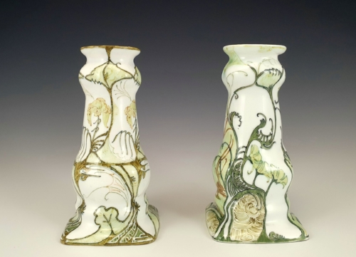 Proportio Divina |  Rozenburg Den Haag Schellink 1899 model 4p pair of egghell vases