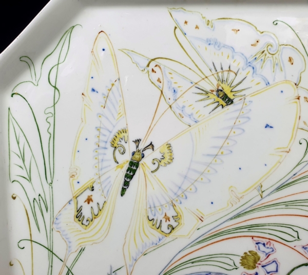 Rozenburg Schellink 1899 eggshell tea tray detail butterflies