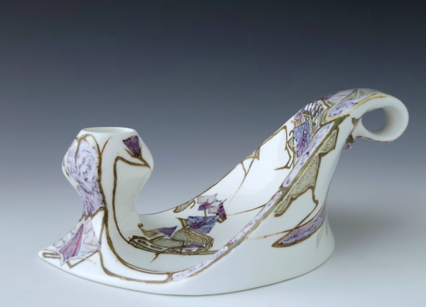 Rozenburg Den Haag eggshell porcelain chamberstick by Roelof Sterken 1900